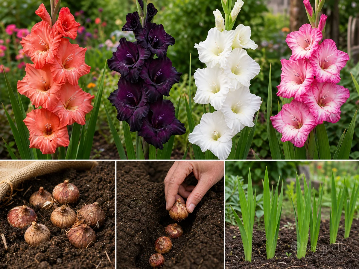 Planting Gladiolus guide illustration
