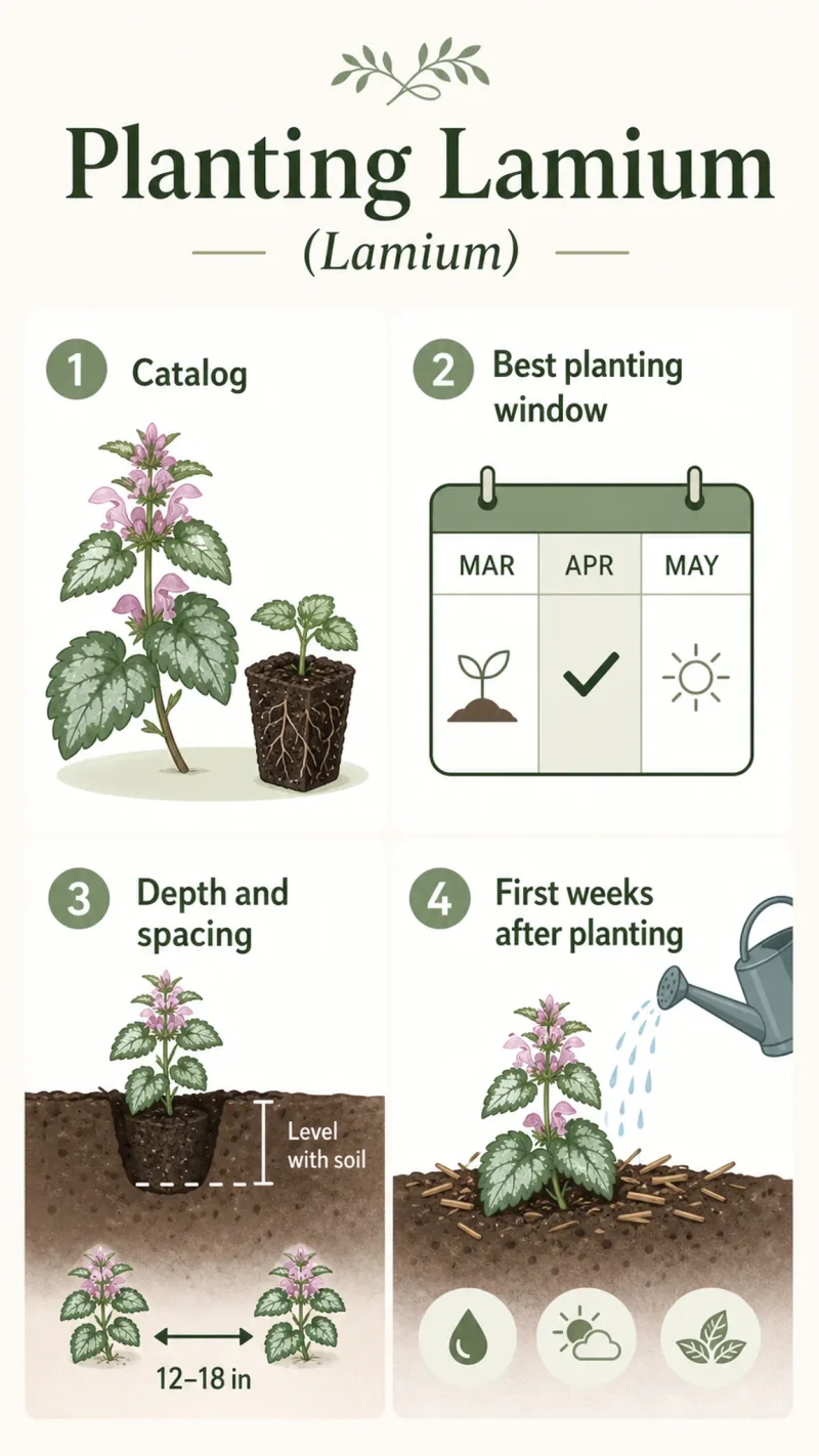 Planting Lamium care summary diagram