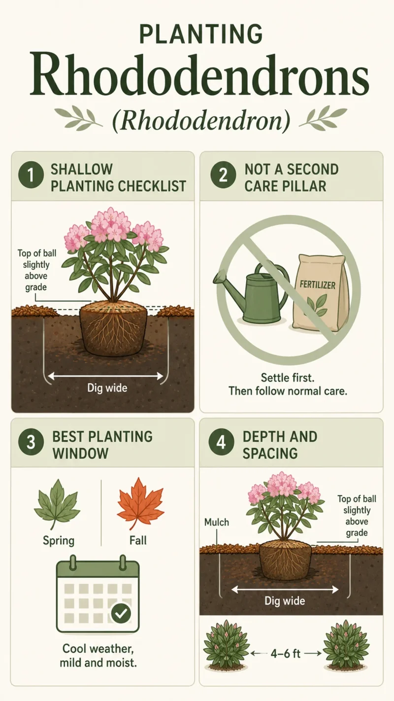 Planting Rhododendrons care summary diagram