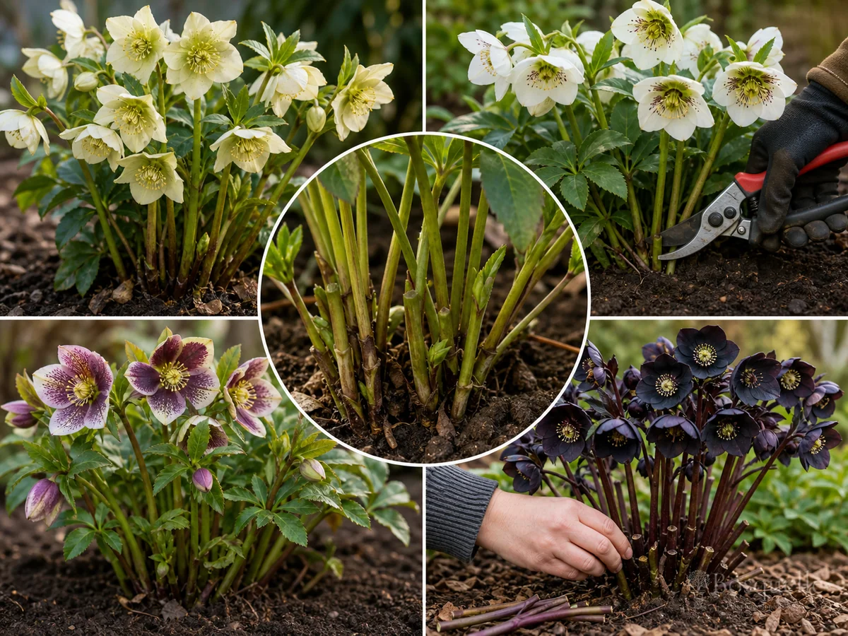 Pruning Hellebores guide illustration