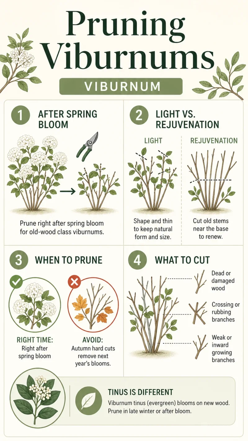 Pruning Viburnums care summary diagram