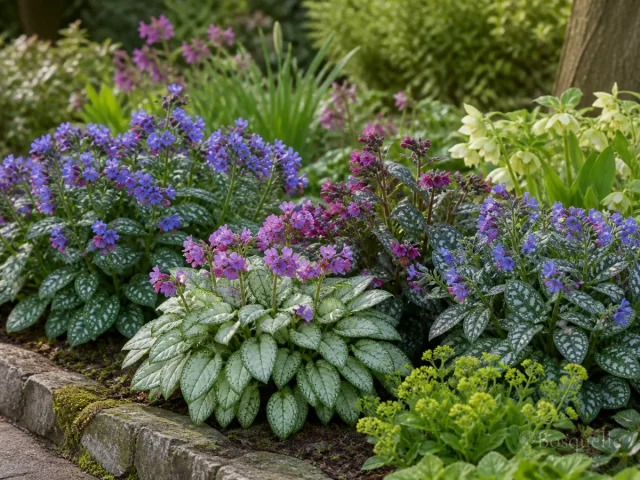 Pulmonaria Companion Plants — for Lungwort 'Victorian Brooch'