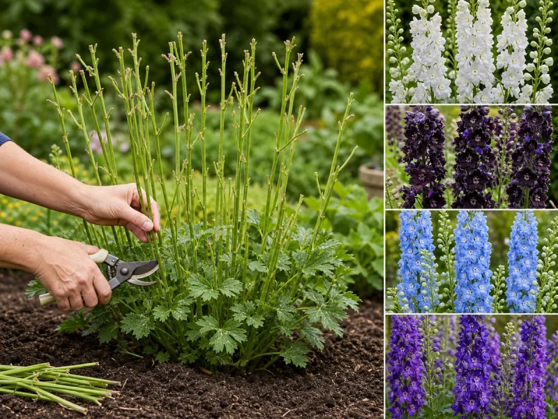 Staking Delphiniums — for Dwarf Delphinium 'Delphina™ 'Rose White Bee'