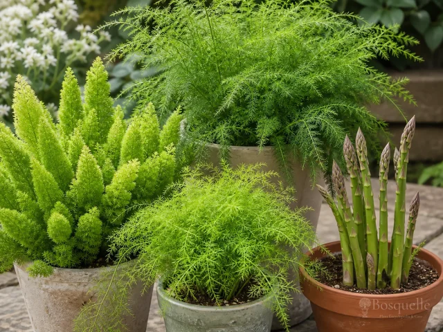 Types of Asparagus Fern – Foxtail, Sprengeri, Lace guide illustration