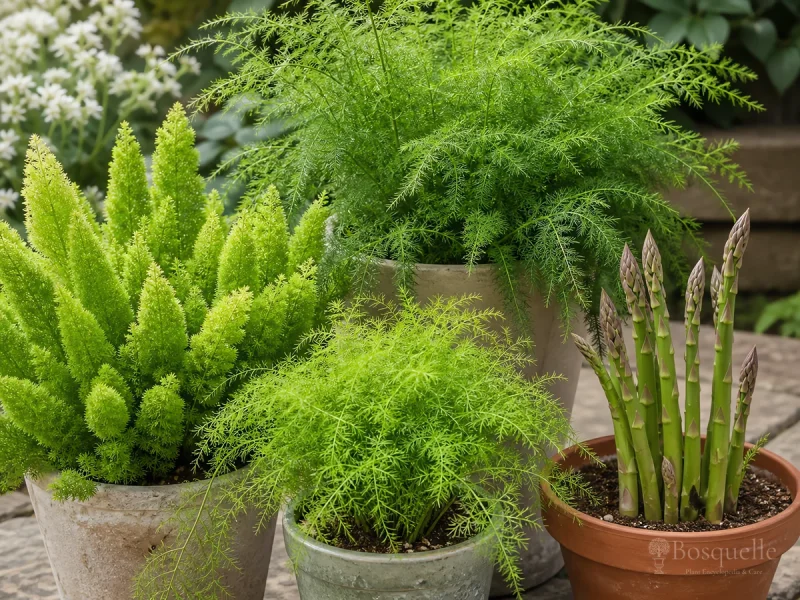 Types of Asparagus Fern – Foxtail, Sprengeri, Lace guide illustration