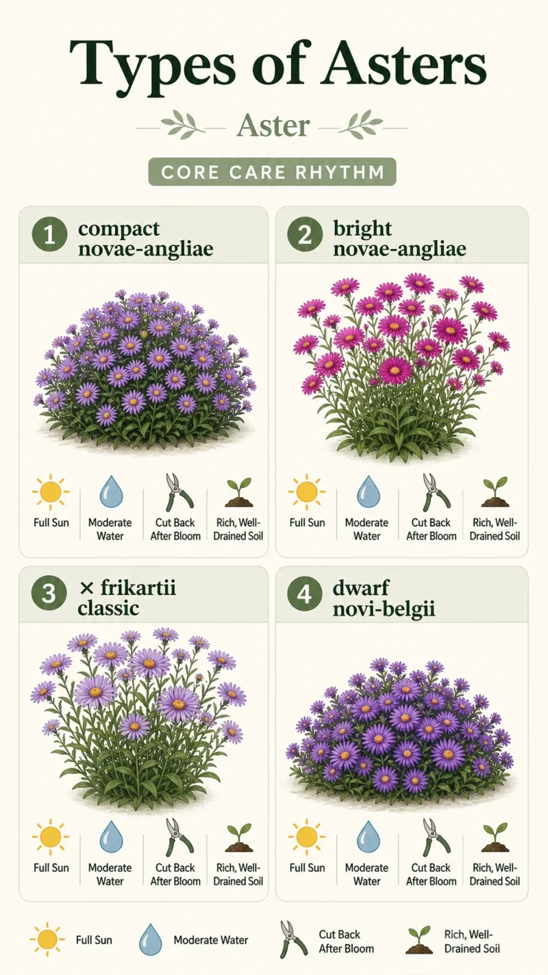 Types of Asters care summary diagram