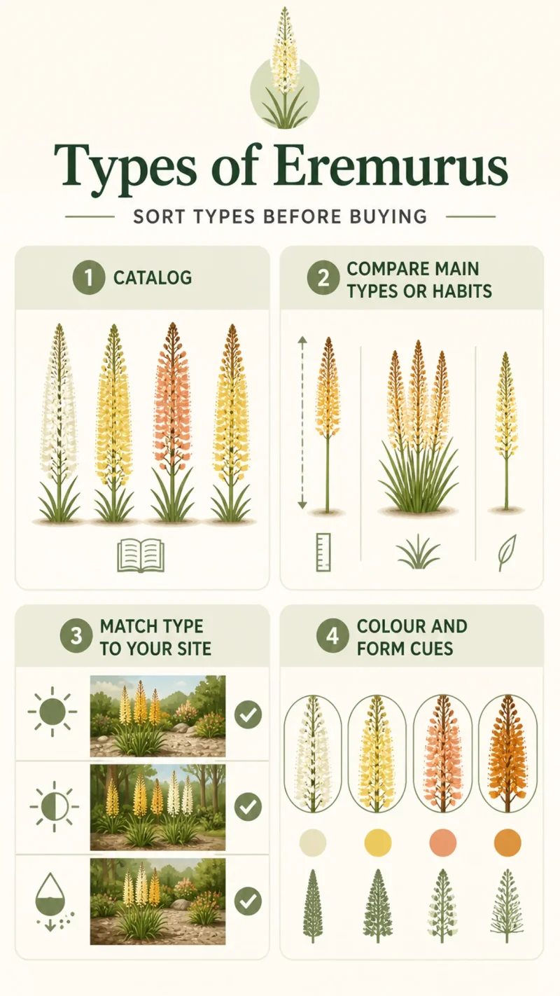 Types of Eremurus care summary diagram