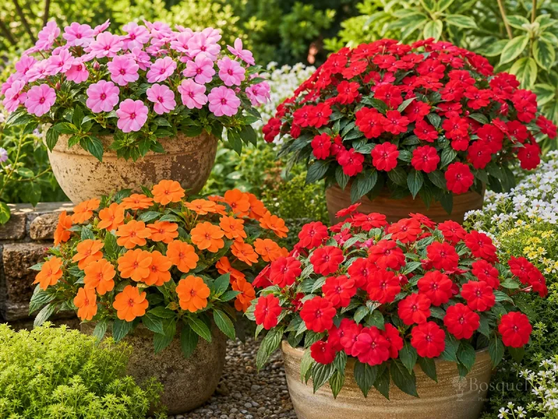 Types of Impatiens — for Sunpatiens Compact Hot Coral Impatiens