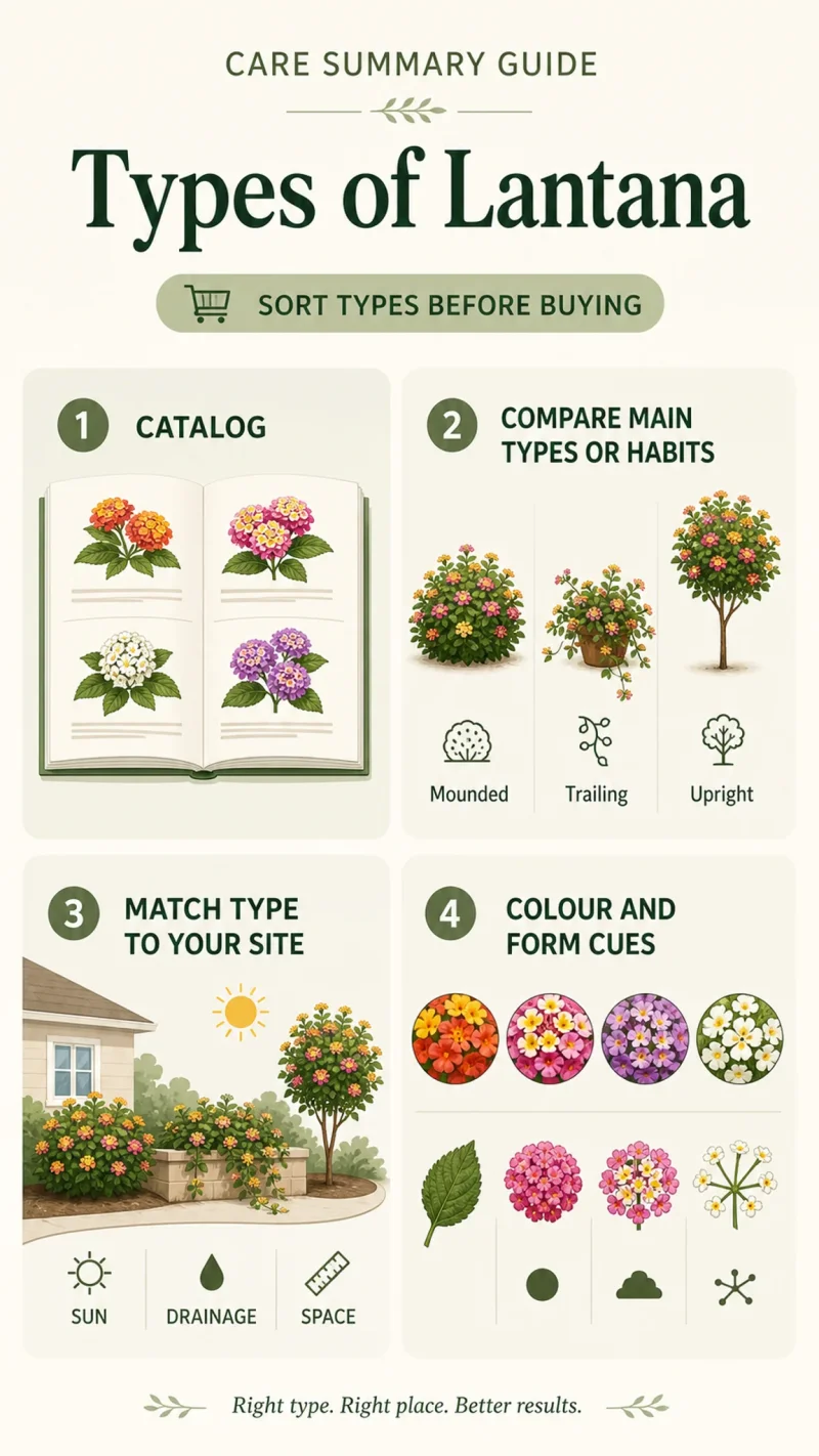Types of Lantana care summary diagram