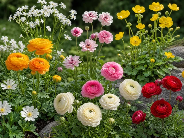 Types of Ranunculus — for Persian Buttercup 'Tomer White'