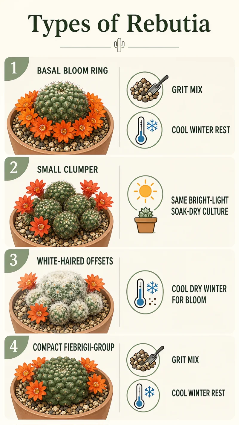 Types of Rebutia care summary diagram