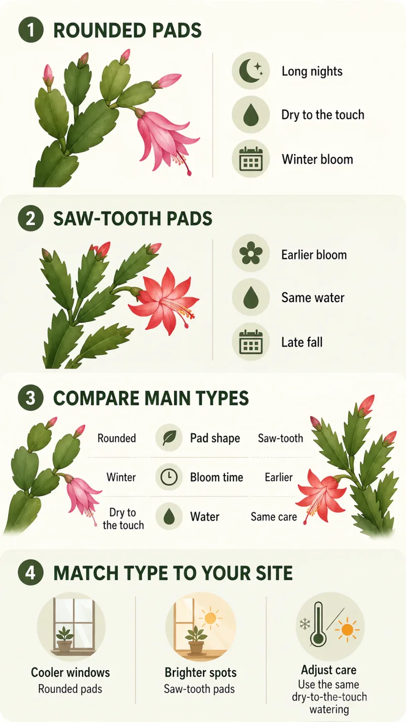 Types of Schlumbergera care summary diagram