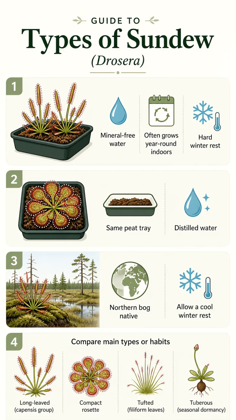 Types of Sundew care summary diagram