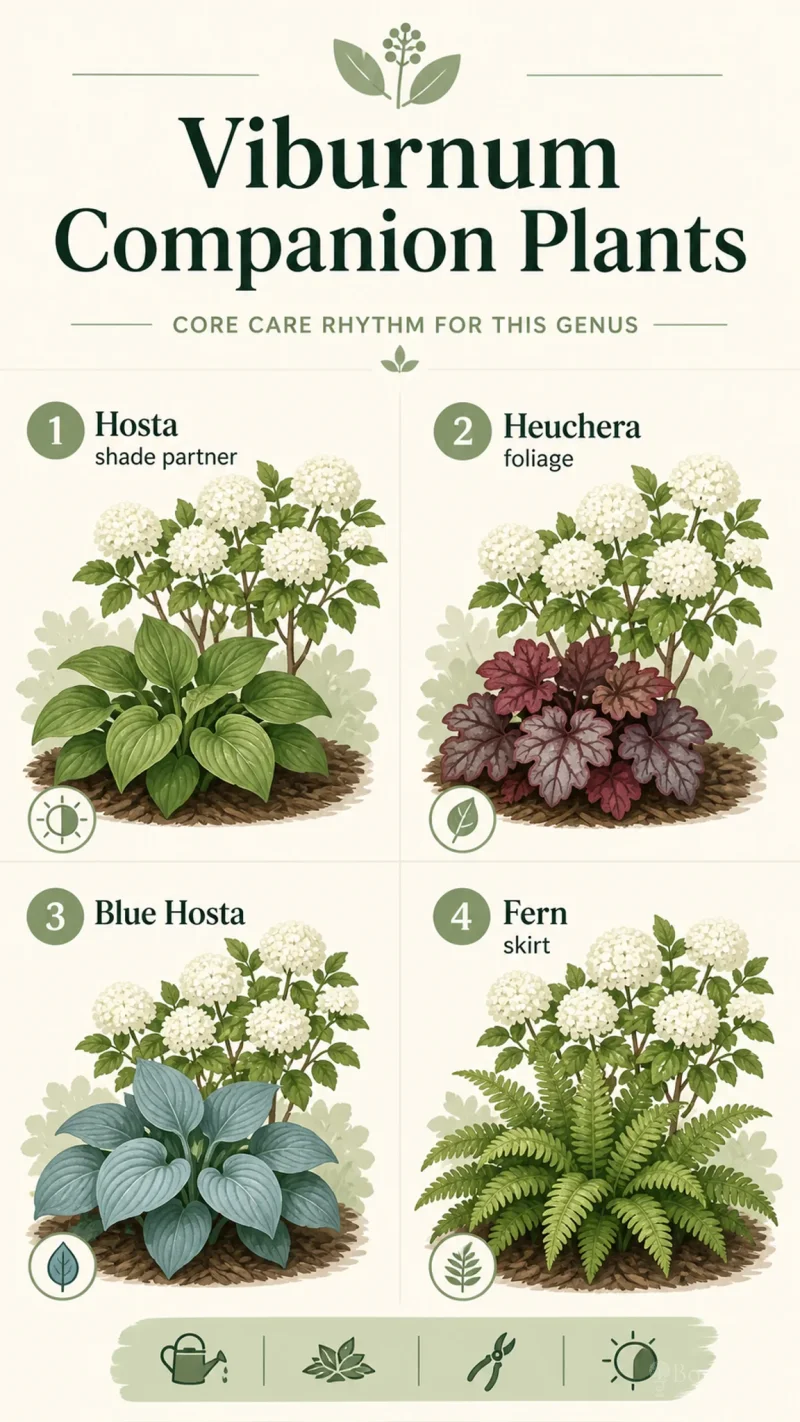 Viburnum Companion Plants care summary diagram