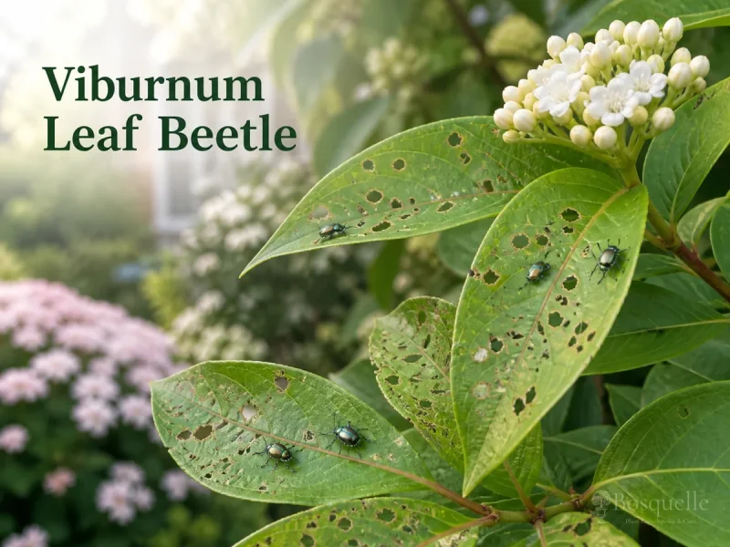 Viburnum Leaf Beetle pest illustration