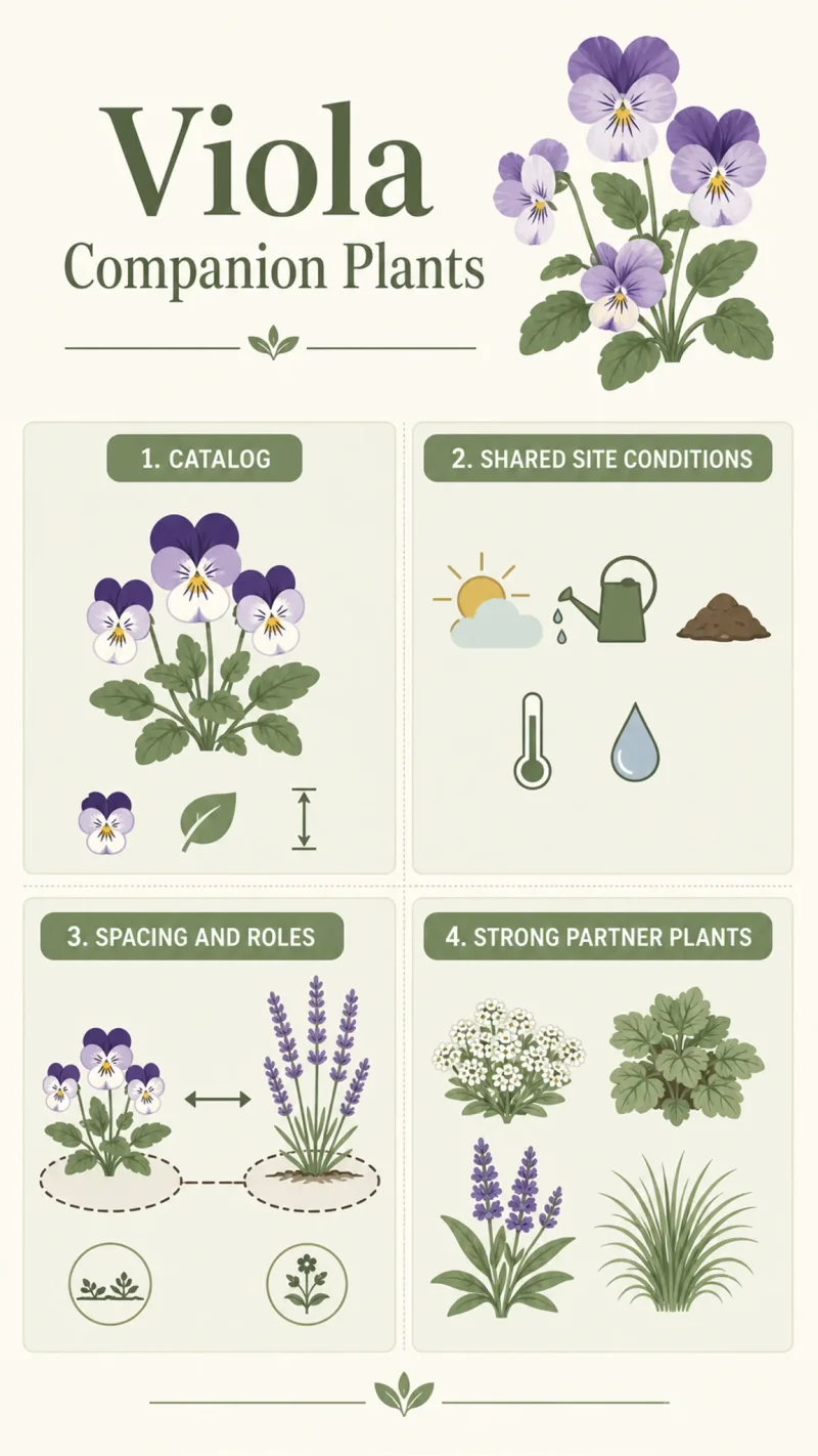 Viola Companion Plants care summary diagram