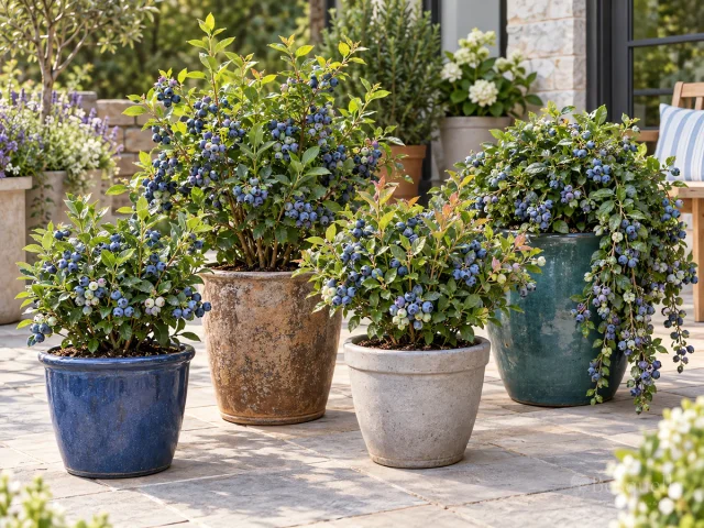 Blueberries in Containers — for Blueberry 'Pink Lemonade'