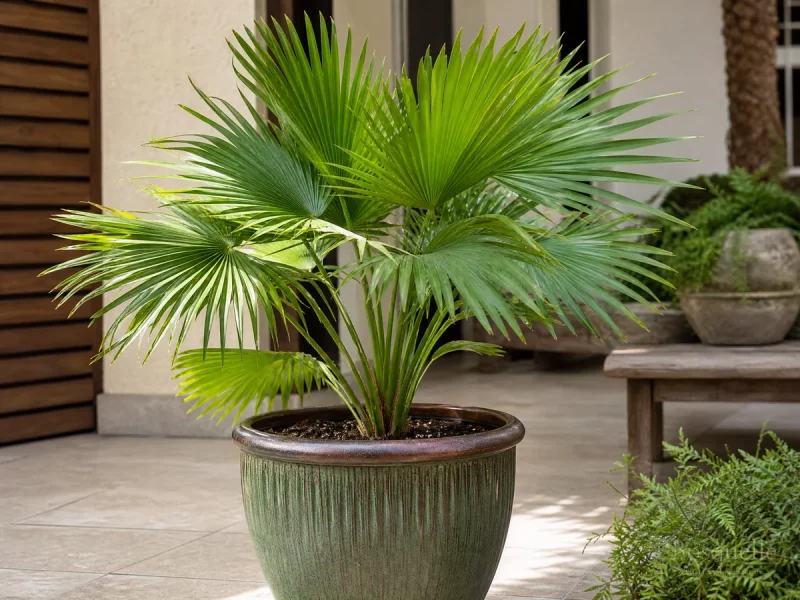 Chinese Fan Palm in a Pot With a Hole