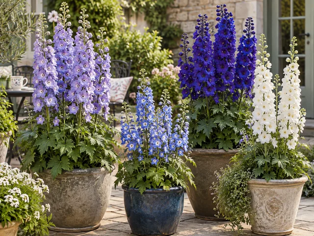 Delphiniums in Containers — for Delphinium elatum 'Guardian Lavender'