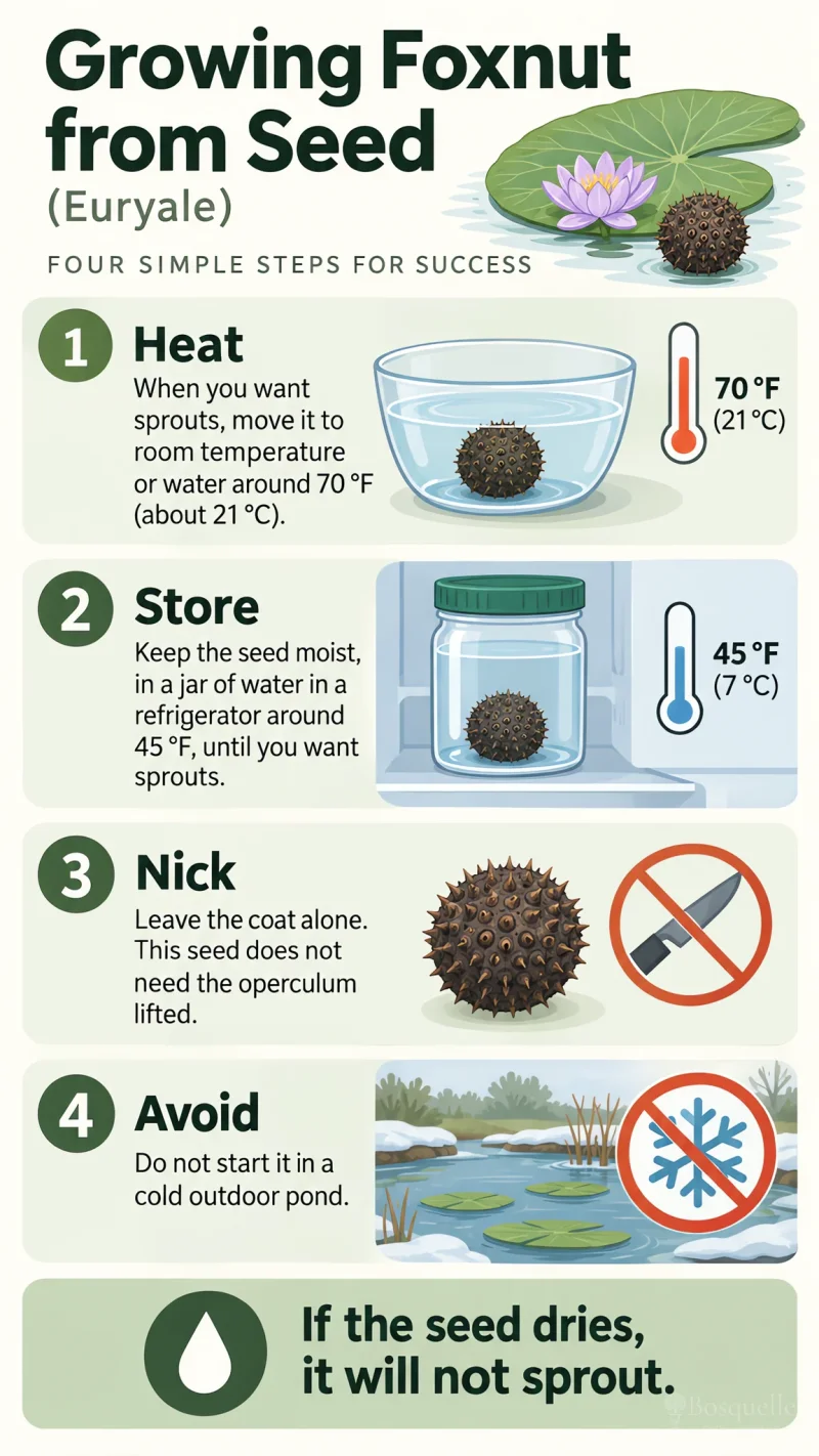 Growing Foxnut from Seed care summary diagram