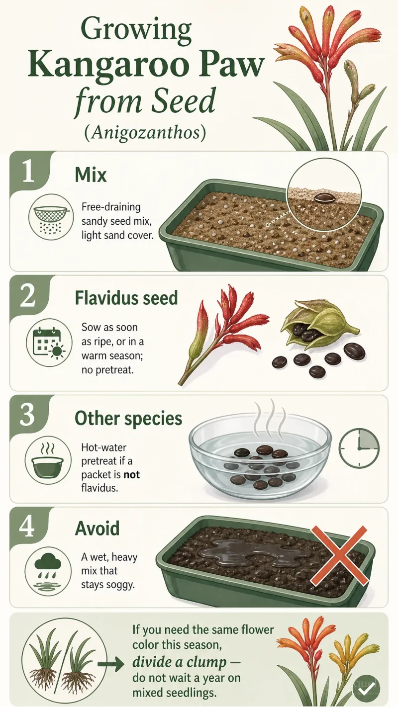 Growing Kangaroo Paw from Seed care summary diagram