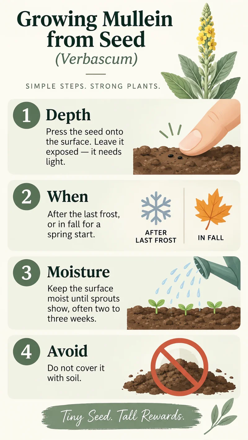 Growing Mullein from Seed care summary diagram