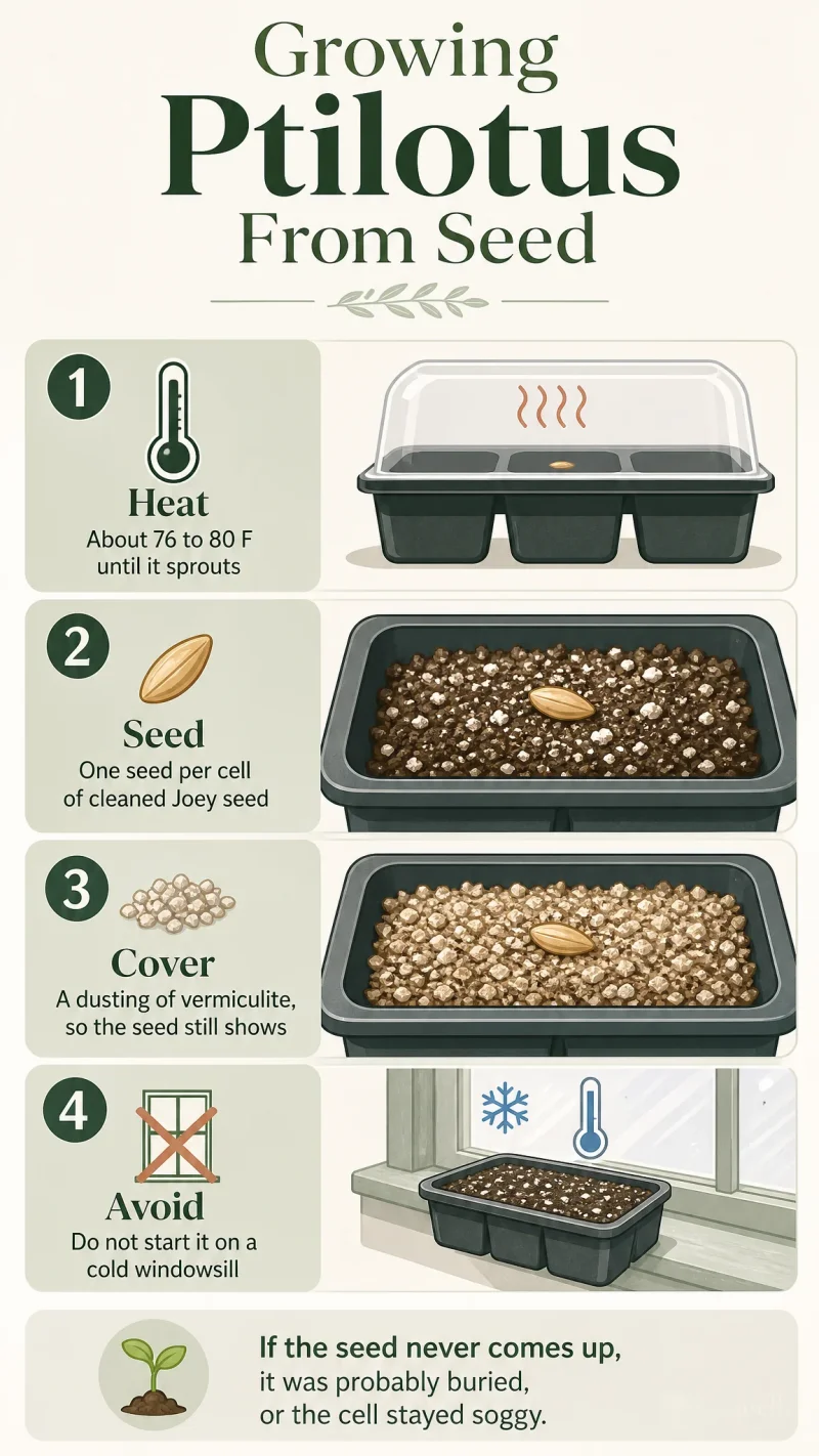 Growing Ptilotus From Seed care summary diagram