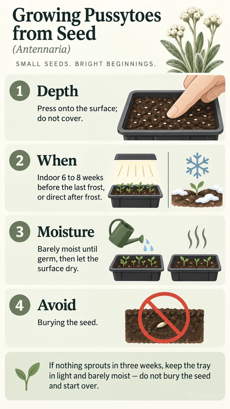 Growing Pussytoes from Seed care summary diagram