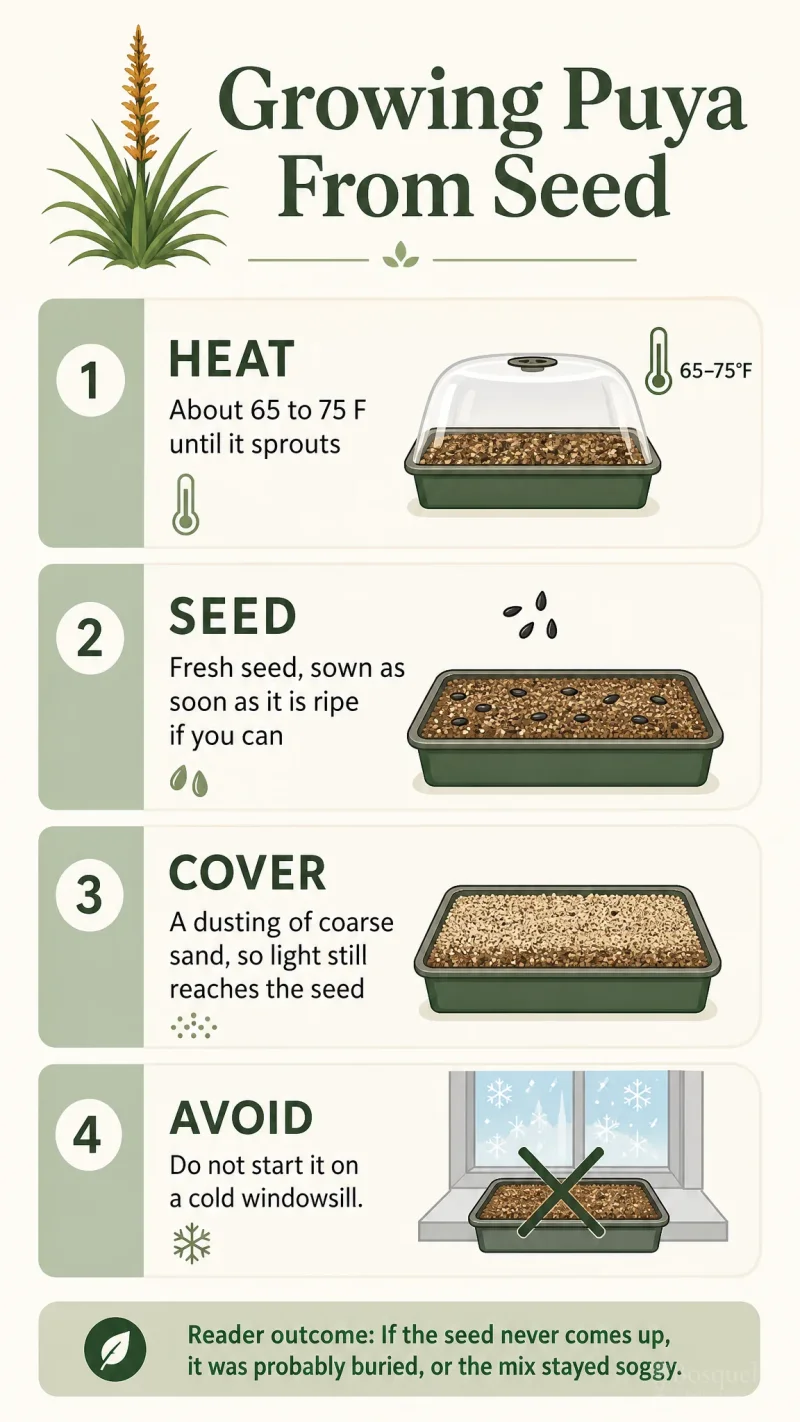 Growing Puya From Seed care summary diagram