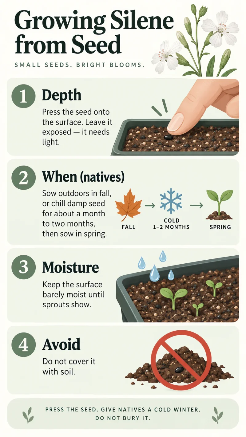 Growing Silene from Seed care summary diagram