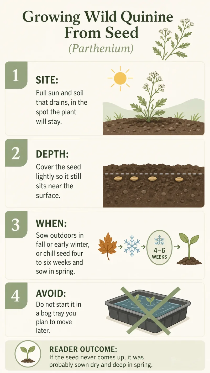 Growing Wild Quinine From Seed care summary diagram