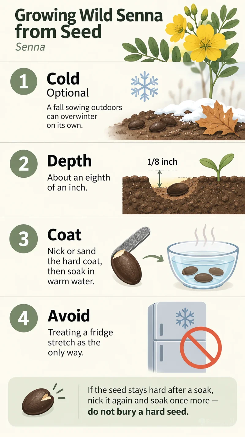 Growing Wild Senna from Seed care summary diagram