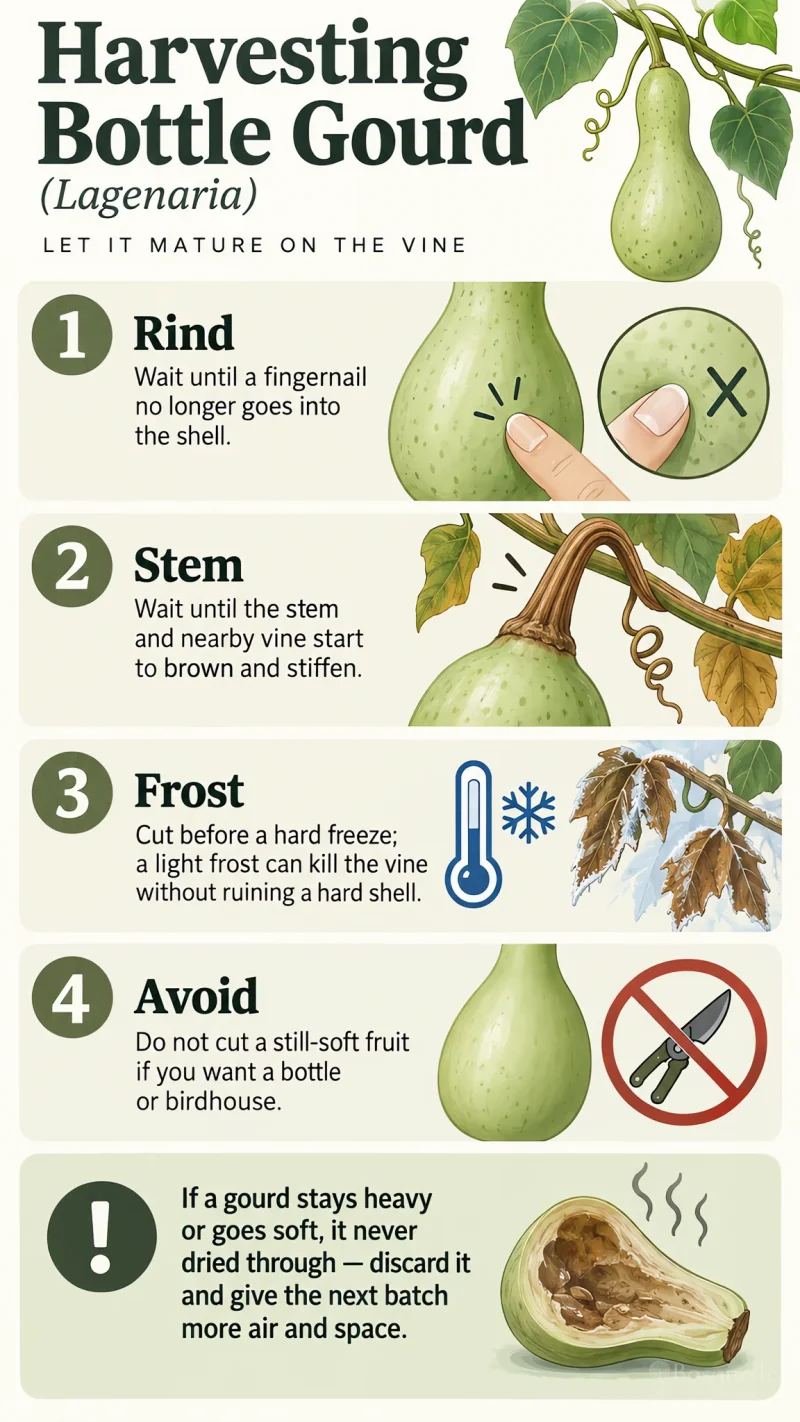 Harvesting Bottle Gourd care summary diagram