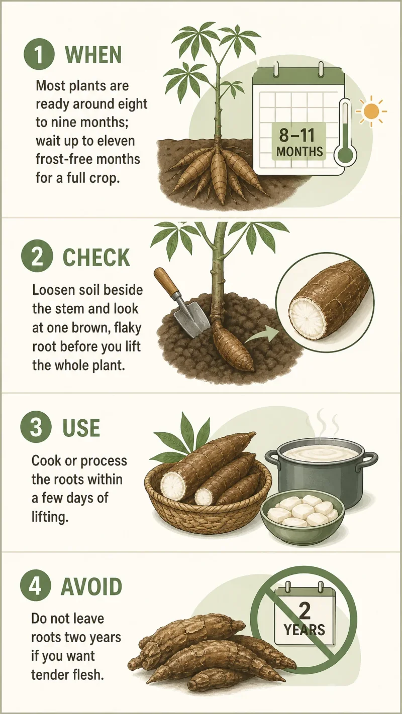 Harvesting Cassava care summary diagram