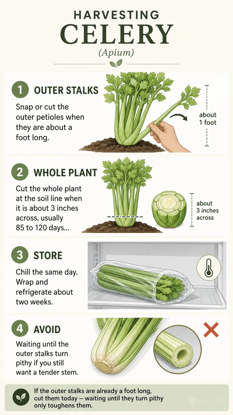 Harvesting Celery care summary diagram