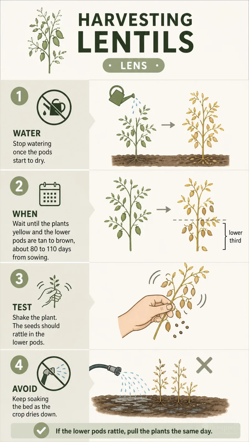 Harvesting Lentils care summary diagram