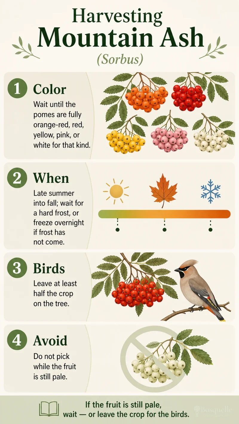 Harvesting Mountain Ash care summary diagram