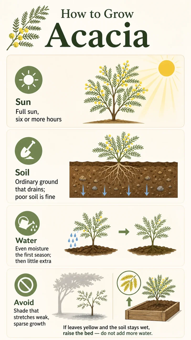 How to Grow Acacia care summary diagram
