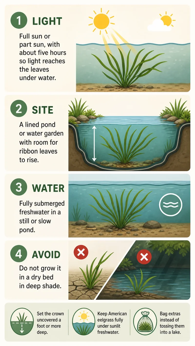 How to Grow American Eelgrass care summary diagram
