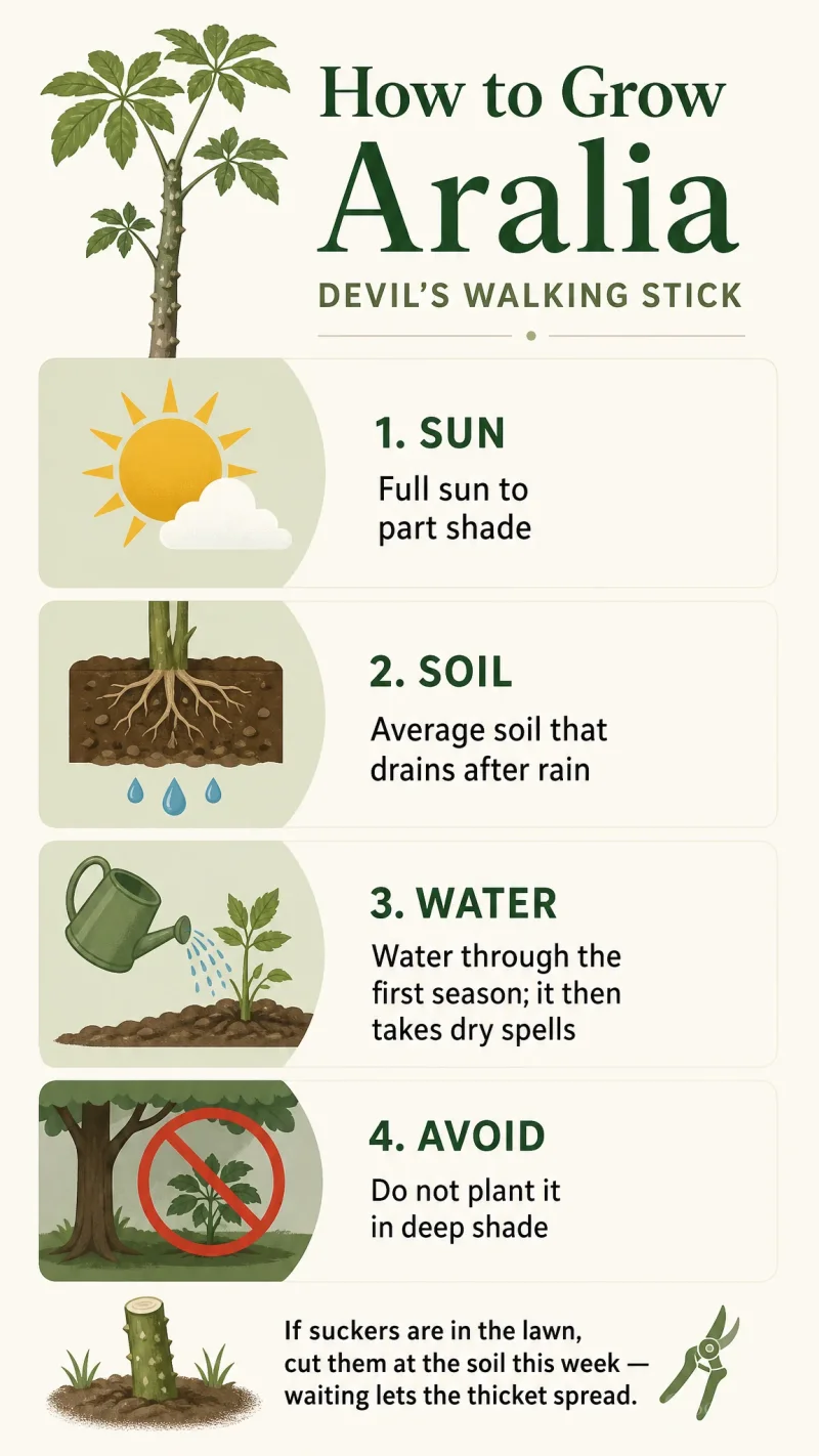 How to Grow Aralia care summary diagram