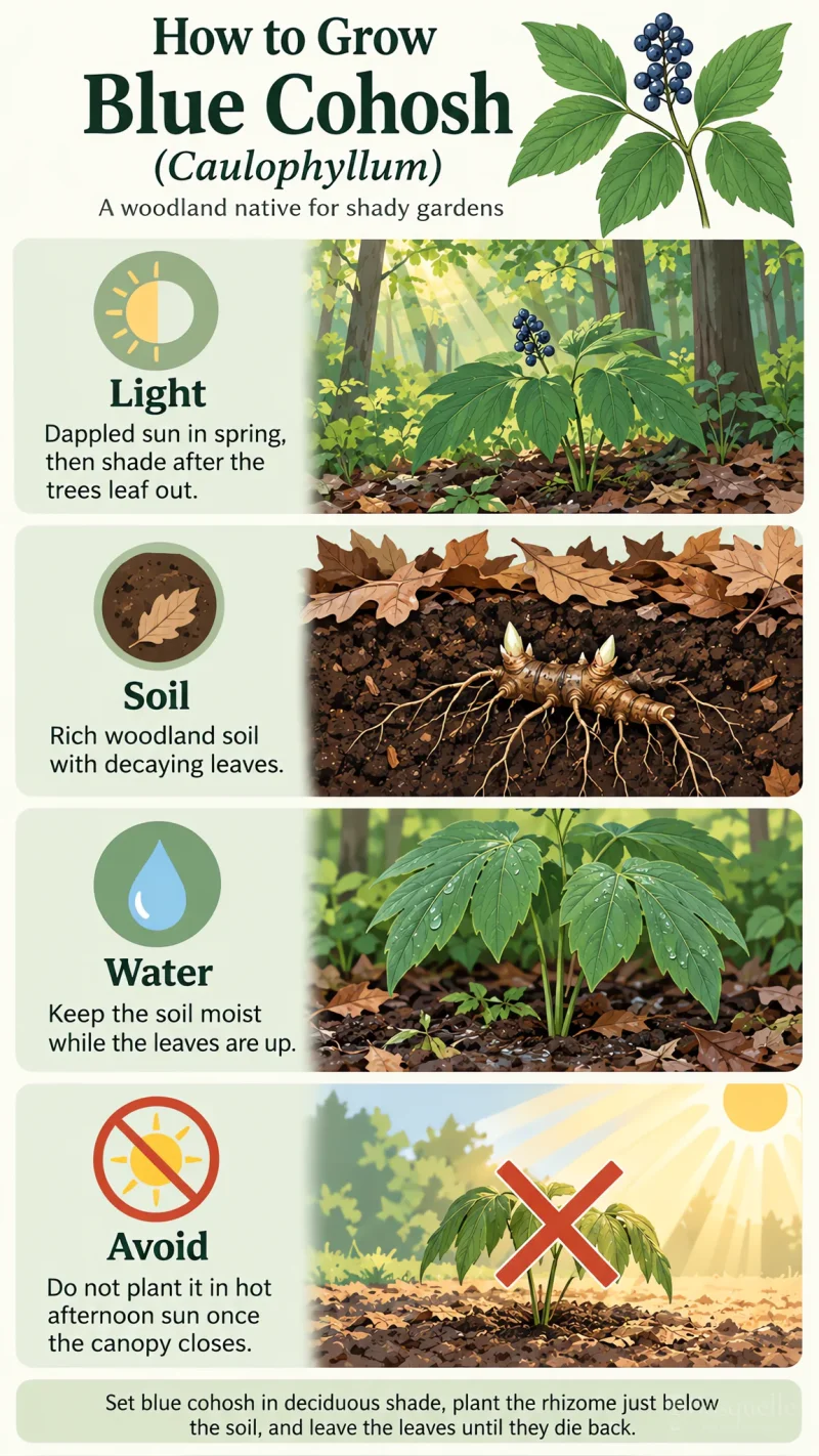 How to Grow Blue Cohosh care summary diagram