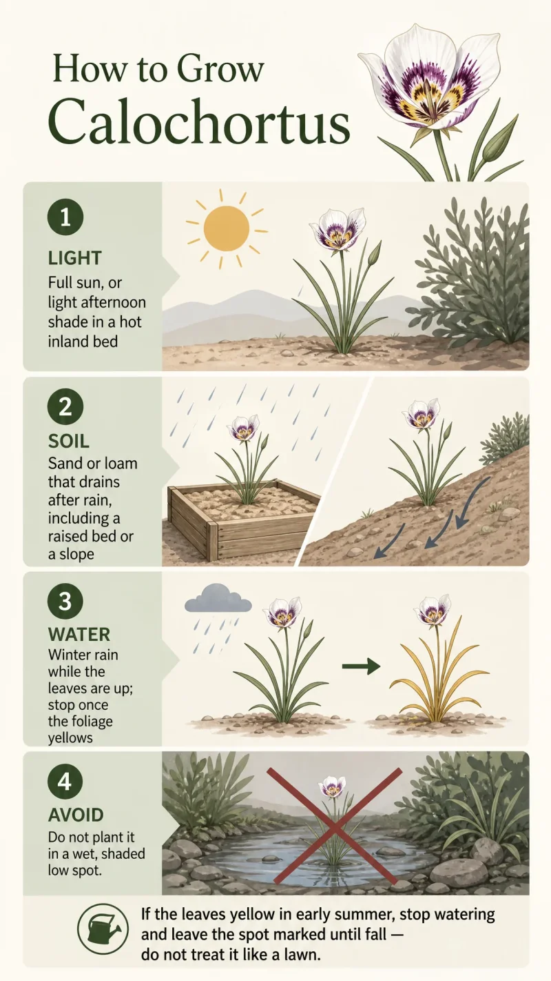 How to Grow Calochortus care summary diagram