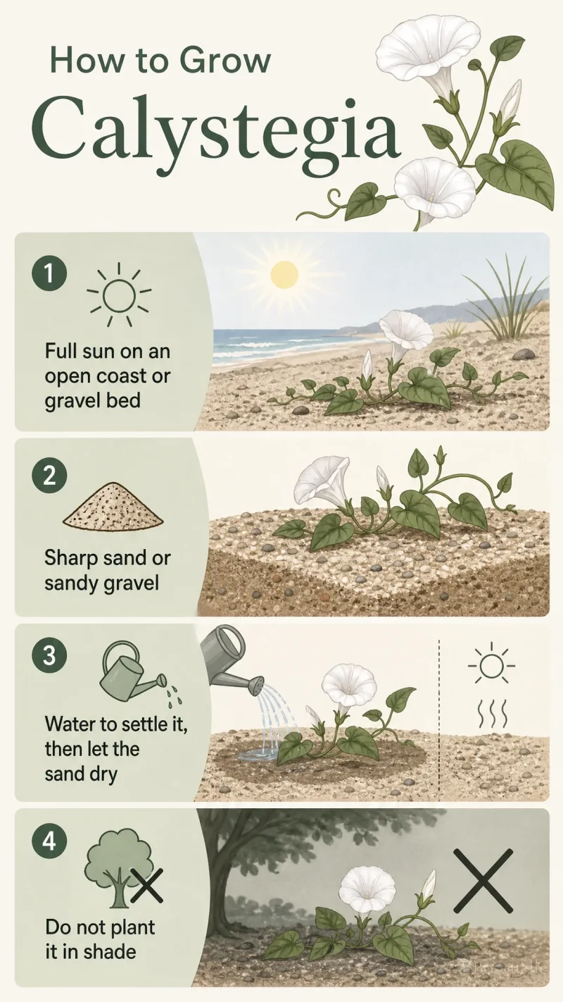 How to Grow Calystegia care summary diagram
