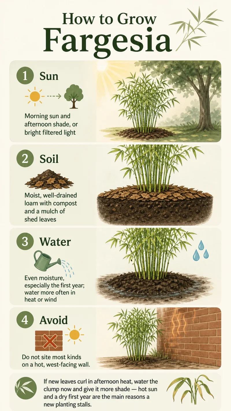 How to Grow Fargesia care summary diagram