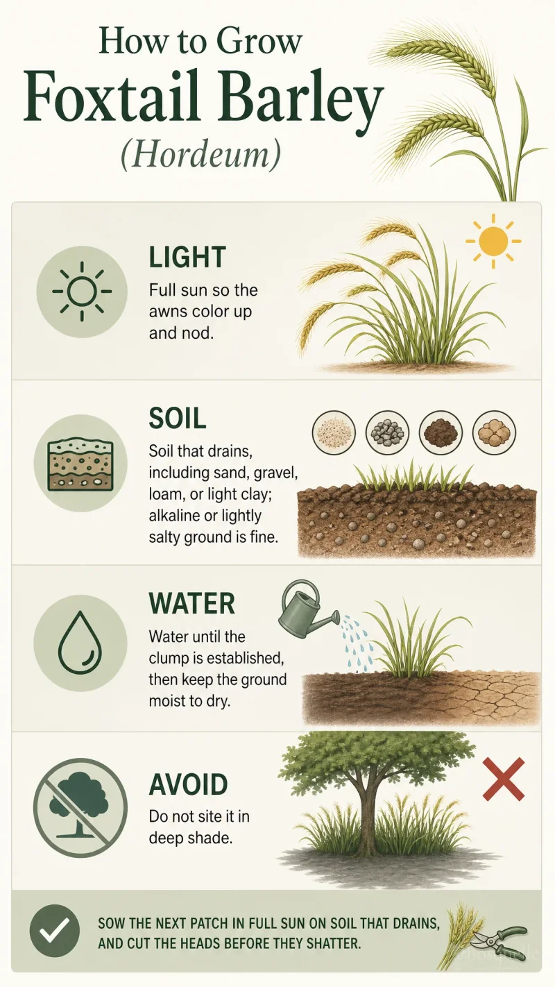 How to Grow Foxtail Barley care summary diagram