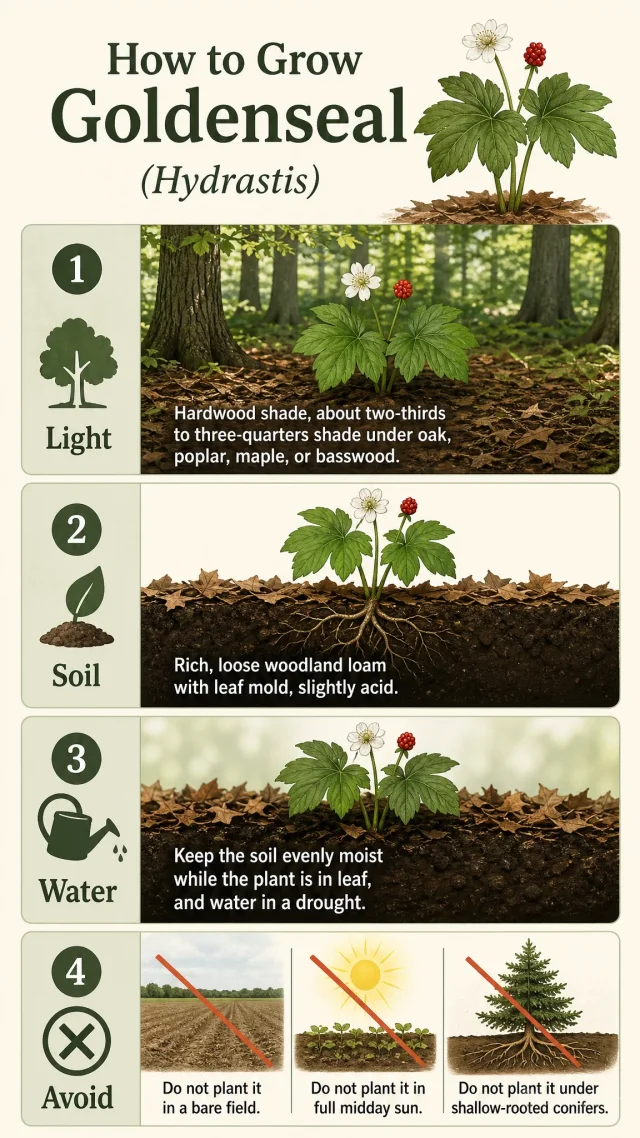 How to Grow Goldenseal care summary diagram
