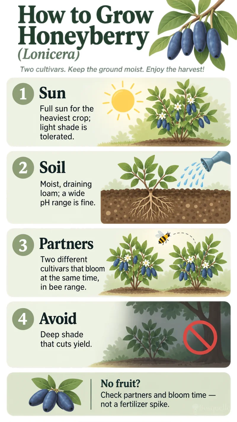 How to Grow Honeyberry care summary diagram