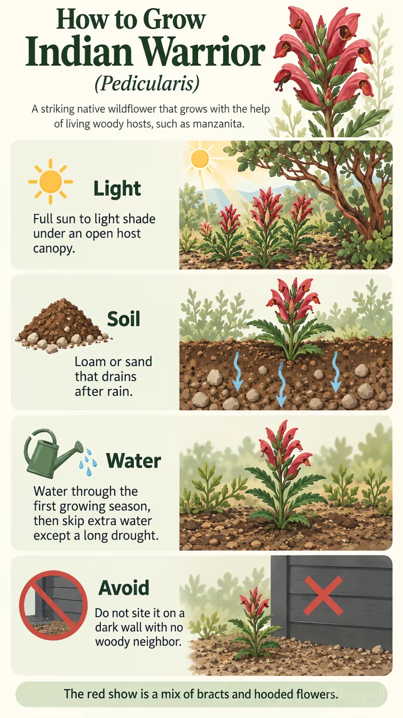 How to Grow Indian Warrior care summary diagram