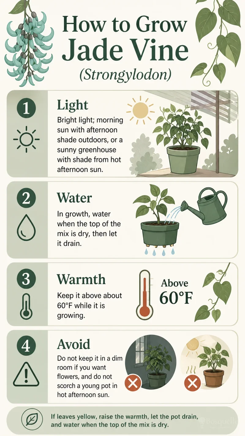 How to Grow Jade Vine care summary diagram
