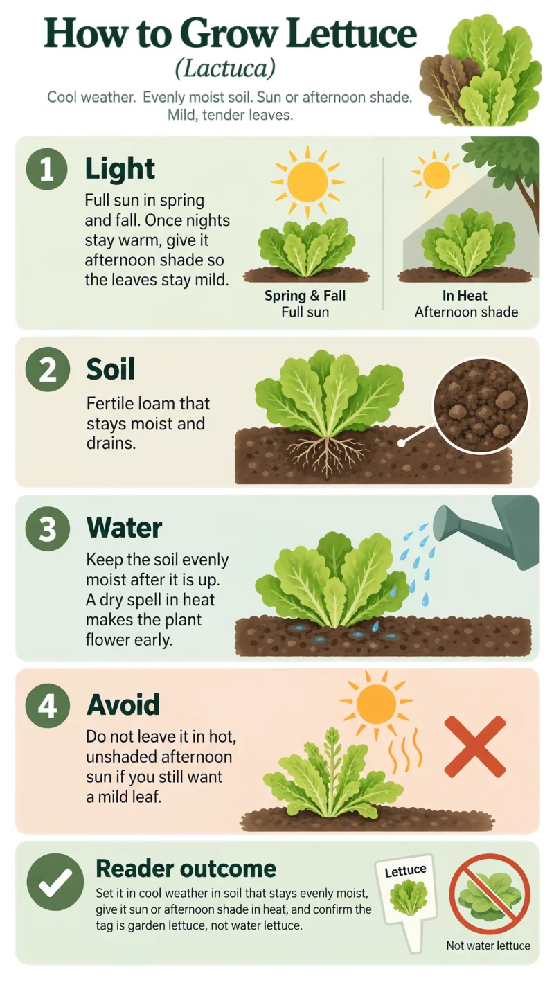 How to Grow Lettuce care summary diagram